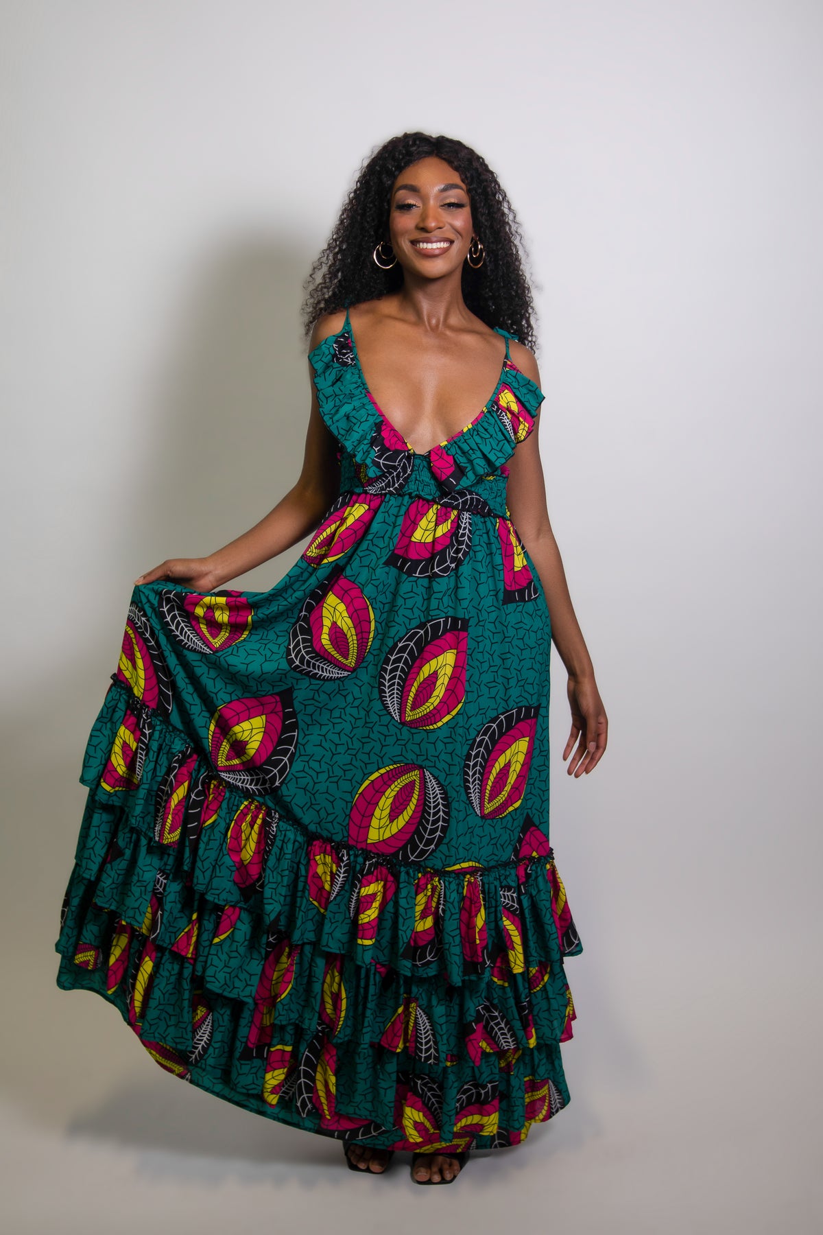 Tinu print Chiffon Maxi Dress - MAHOSTYLE