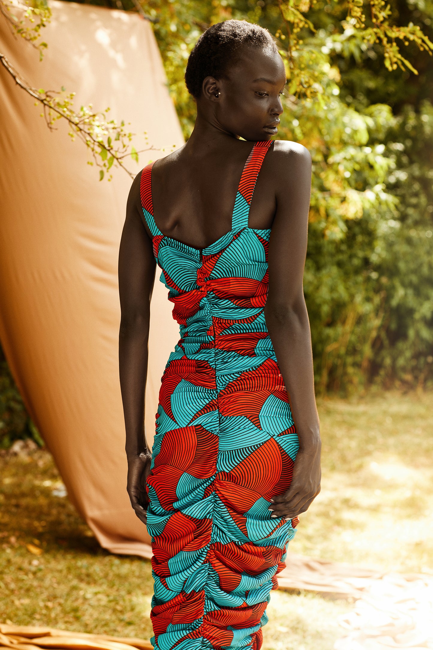 Ivie Midi African Print Dress (blue) - MAHOSTYLE