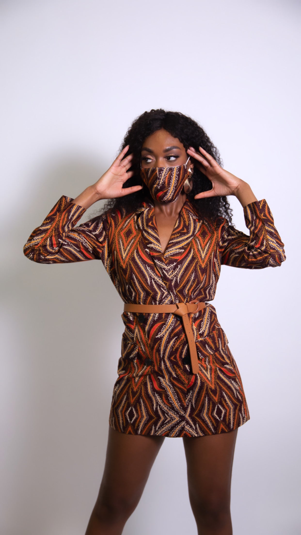 knee length dresses for ladies African print tuxedo mini dress