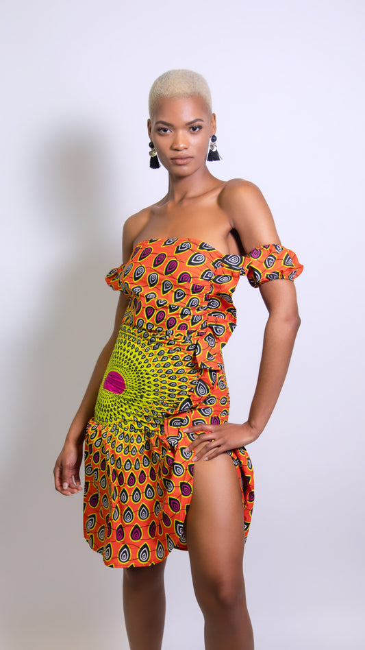 African print dress with ruffles - MAHOSTYLE