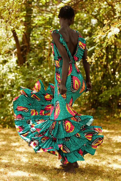 Tinu print Chiffon Maxi Dress - MAHOSTYLE
