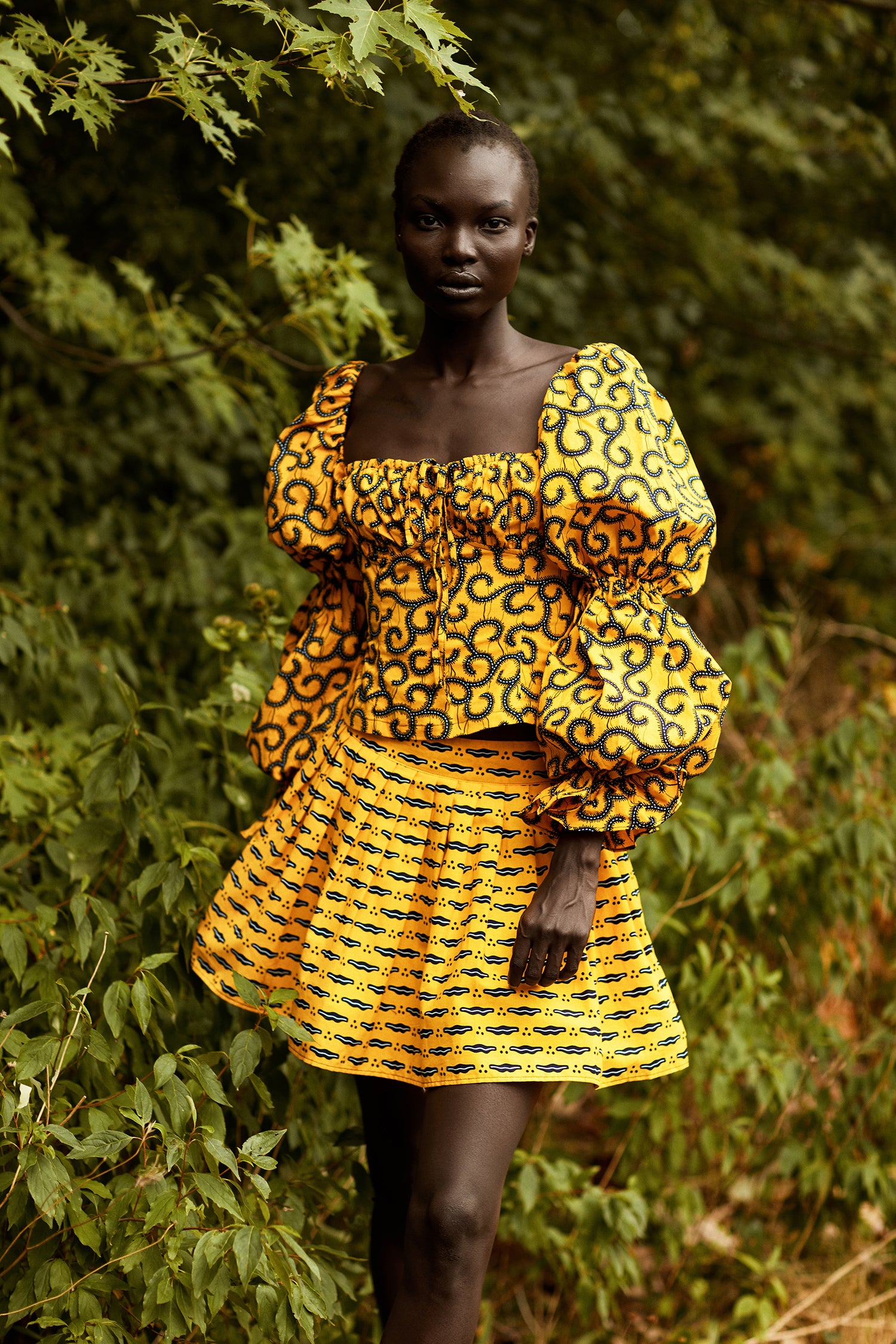 INI African Print Mini Pleated Skirt