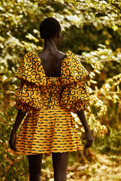 INI African Print Mini Pleated Skirt - MAHOSTYLE