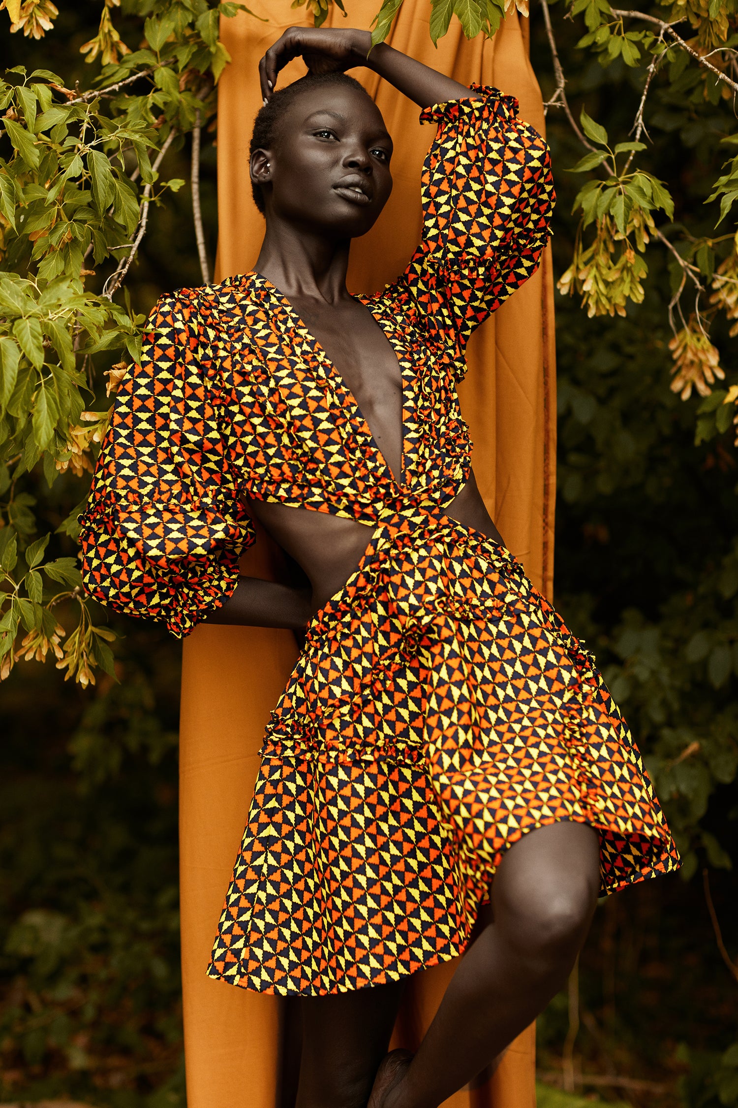 Temi African Print Dress (yellow/orange) - MAHOSTYLE