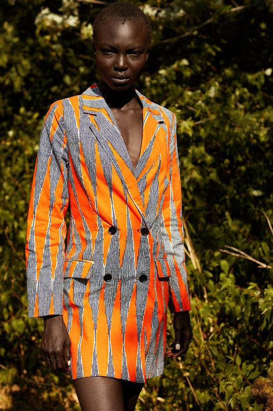 Tope African Print Mini Tuxedo Dress - MAHOSTYLE