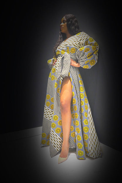 Koyo African Print Wrap Dress (Maxi Gown) - MAHOSTYLE