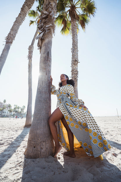 Koyo African Print Wrap Dress (Maxi Gown) - MAHOSTYLE