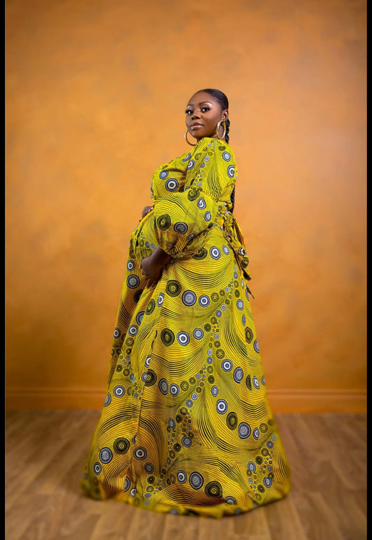Koyo African Print Wrap Dress (Maxi Gown) - MAHOSTYLE